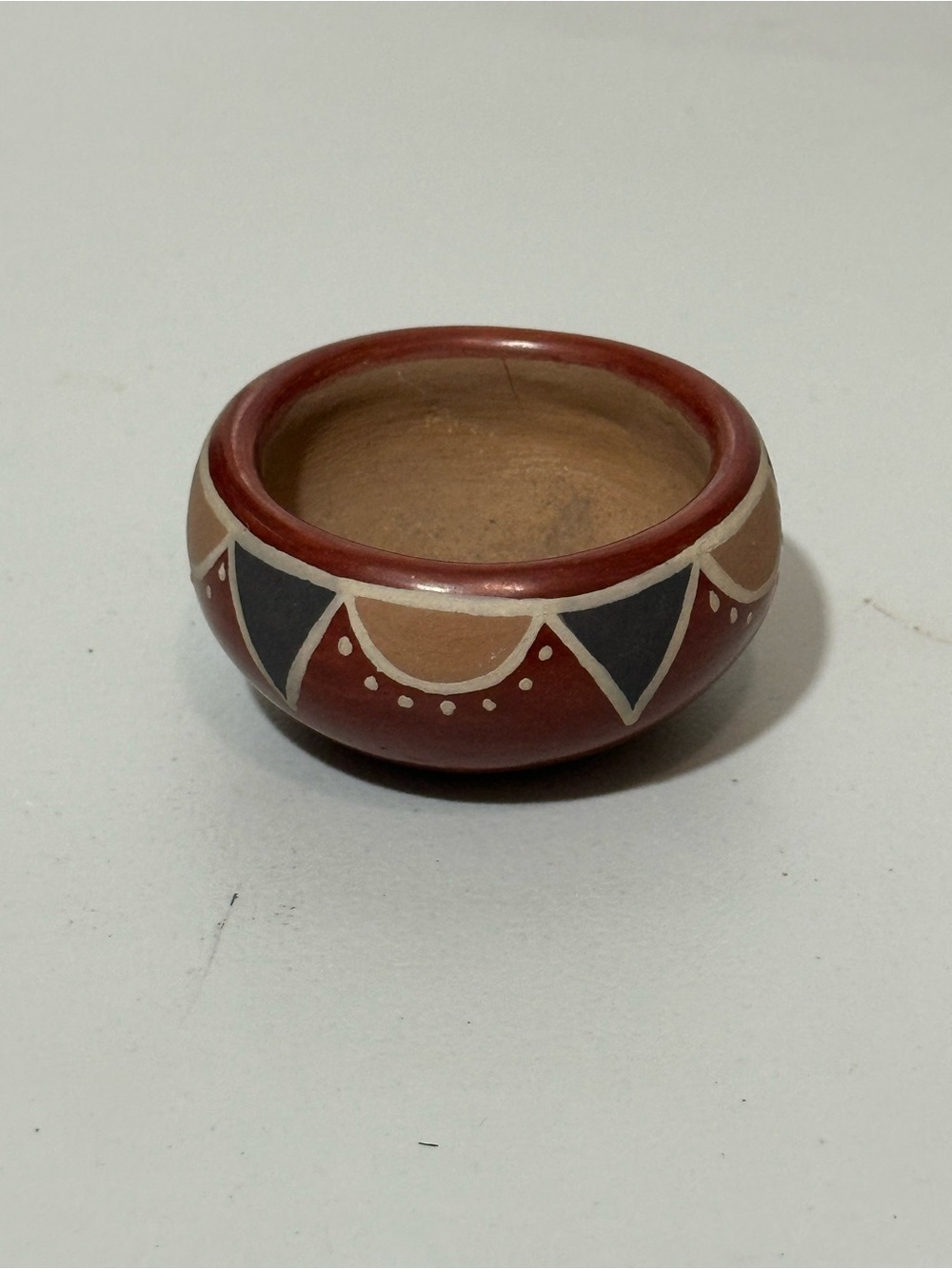 Vintage Santa Clara Pueblo Polychrome Redware Pottery Bowl